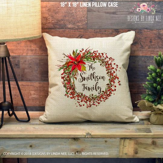 Discover Personalized Christmas Pillow Cover Family Christmas Decor Custom Family Name Christmas Pillow Family Throw Pillow Housewarming Gift PCH21