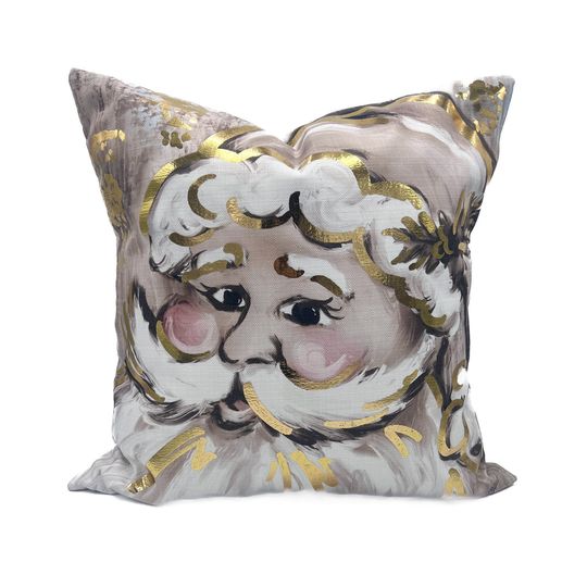 Discover Golden Santa Pillow || Gold Foil Santa || Christmas Pillow - 289