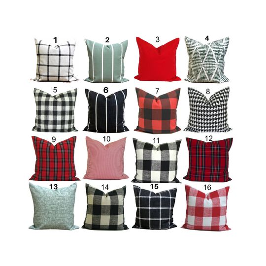 Discover Christmas Pillow Covers, FARMHOUSE Christmas Pillow Covers, Christmas Decor, Buffalo Check Pillow Covers and More, All Sizes incl Euros