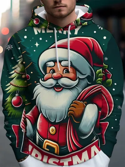 Discover Classic Comic Santa Candy Cane 3D All Over Print Hoodie