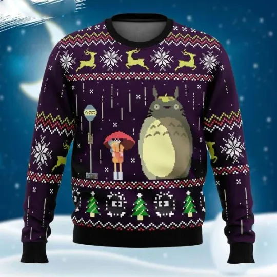 Discover Totoro Rain Ugly Christmas Sweater Gift For Holiday All Size