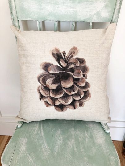 Discover Pine Cone Christmas Pillow Cover: Rustic Linen Farmhouse Decor
