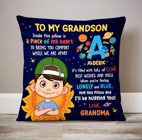 Discover Grandson Cuddle Cushion, Grandson's Birthday Personalized Gift From Grandparent, Custom Christmas Gifts