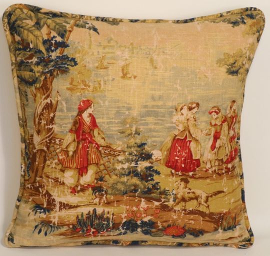 French Country Toile Throw Pillow Cover, Bosporus Antique Red Pastoral Toile  Pillow Cover, Renaissance, Home Decor, Living Room