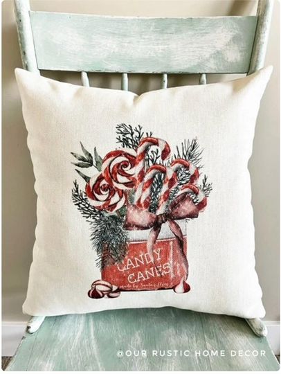 Discover Candy Cane Christmas Pillow Cover: Farmhouse Linen Decor