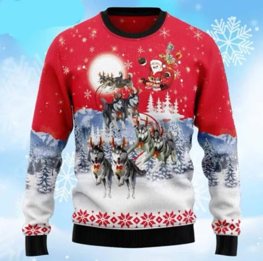 Husky Santa Claus Ugly Christmas Sweater Christmas, Gift For Family And Friends