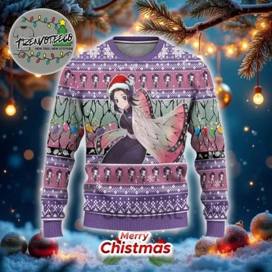 demon Shinobu Best Gifts For Fans Anime Christmas Ugly Sweater