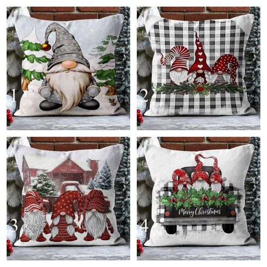 Discover Christmas Cute Gnome Pillow Covers, Merry Christmas Gnome Pillowcase, Xmas Pillow Cover, Xmas Funny Gnome Cushion Cover, Xmas Home Decor