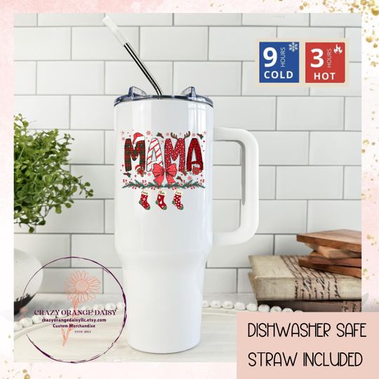 Discover Personalized Christmas Mom Tumbler, 40oz Stainless Steel, New Mom Gift