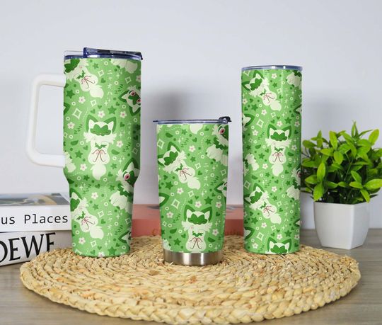 Discover Sprigatito Tumbler, 40oz Insulated Stainless Steel Coffee Cup, Cute Skinny Mug, Birthday and Holiday Gift, Sprigatito Mug Gifts