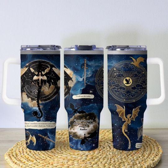 Fourth Wing Tumbler, Basgiath War College Mug, Dragon Fantasy Stainless Coffee Cup, 40oz 30oz 20oz Insulated Bookish Tumbler Gift for Reader