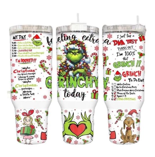 Discover Feeling Extra Grin Tumbler, 40oz Tumbler, Christmas Design, Christmas Gift, 40oz Stainless Steel, Tumbler with Handle, Perfect Gift