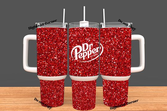 Discover Dr Pepper Tumbler, 40oz Tumbler, Soda Design, Christmas Gift, 40oz Stainless Steel, Tumbler with Handle, Glitter Design, Perfect Gift