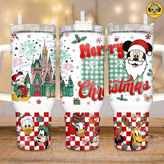 Discover Retro Merry Christmas Friends 40oz Tumbler Wrap  , Mouse and Friends Holiday Design, Funny Christmas Movie Sublimation Wrap