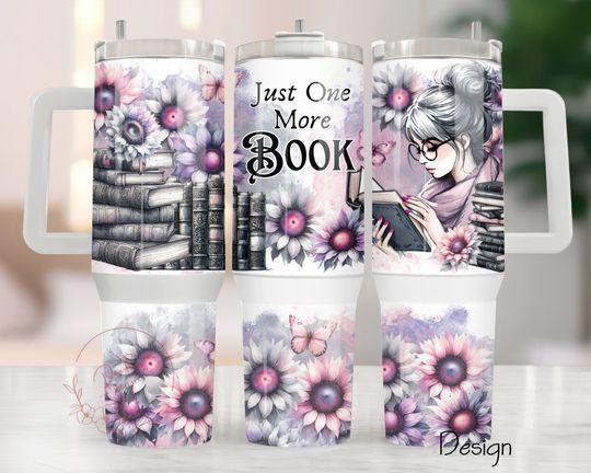 Discover Book Lover Tumbler Wrap: Floral 40oz Sublimation Design