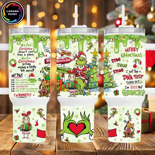 Discover Retro Christmas Character 40oz Tumbler  , Whoville Green Guy Wrap Design, Holiday Movie Tumbler  , Funny Merry Christmas Cup Art