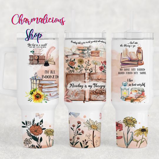 Discover Reading Is Therapy, Sublimation, Ready To Press, Print Out Transfer, 40 oz, Skinny Tumbler Transfer