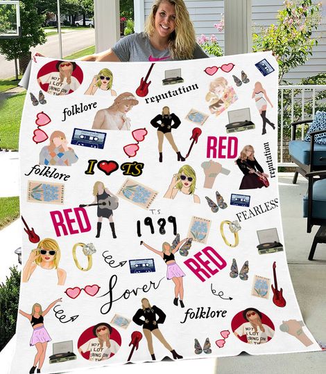 Eras Tour Swift Fleece Blanket, Eras Tour Blanket,  Christmas Gift For Her, Birthday Merch Midnight 1989 Red