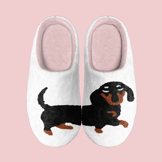 Cute Dachshund Indoor Slippers - Comfy Slippers for Dog Lovers, Fall & Winter Slippers, Plush Slippers
