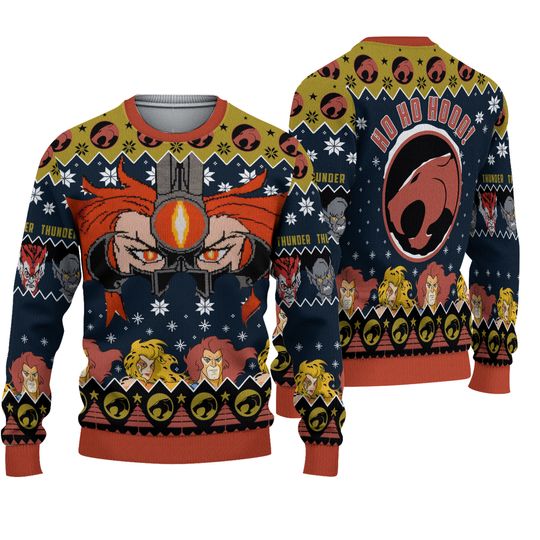 Red Thundercats Holiday Sweater Ugly Christmas Sweater Cool Comfortable Sweatshirt Family Gifts Pullover Unisex Jumper Graphic