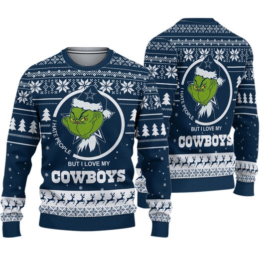Dallas funny character I Love My Cowboys Football Team Christmas Ugly Sweater