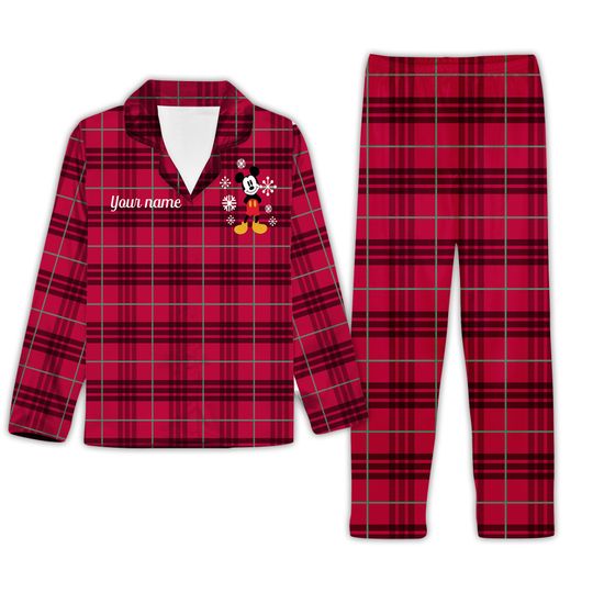 Disney Store Mickey Mouse Plaid Pajama Set Holiday Boys Christmas No Name New