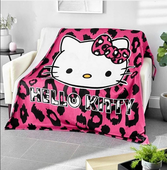 Hello Kitty Leopard Print Fleece Blanket