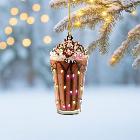 Discover Personalized Chocolate Milkshake Christmas Ornament, Milkshake Ornament, Coffee House Ornament, Coffee Shop Ornament, Drink Gift Thdso-1629