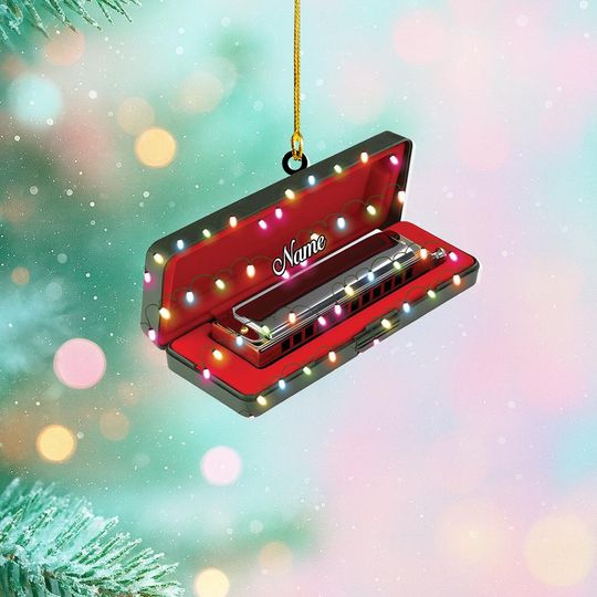 Personalized Harmonica Christmas Ornament, Harmonica Ornament, Musical Ornament, Musician Ornament Gift, Music Instrument Decor