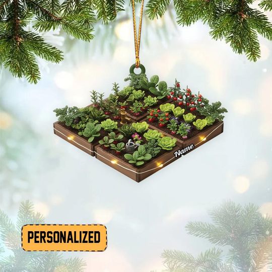 Discover Personalized Vegetables Fruits Garden Bed Christmas Ornament, Raised Bed Farm Keepsake, Gardener Gift, Planting Lovers Decor TD-1128-Y018