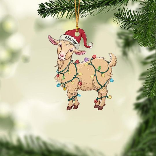 Discover Personalized Goat Christmas Ornament, Goat Santa Ornament, Funny Goat Ornament Gift, Goat Lovers Ornament, Farm Ornament Decor TD-0811-KAID