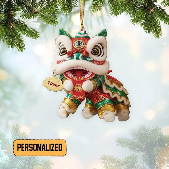 Discover Personalized Chinese Lion Dance Christmas Ornament, Opening Ceremony Lucky Red Envelope Keepsake, Asian Lunar New Year Decor TD-1127-ZR8N