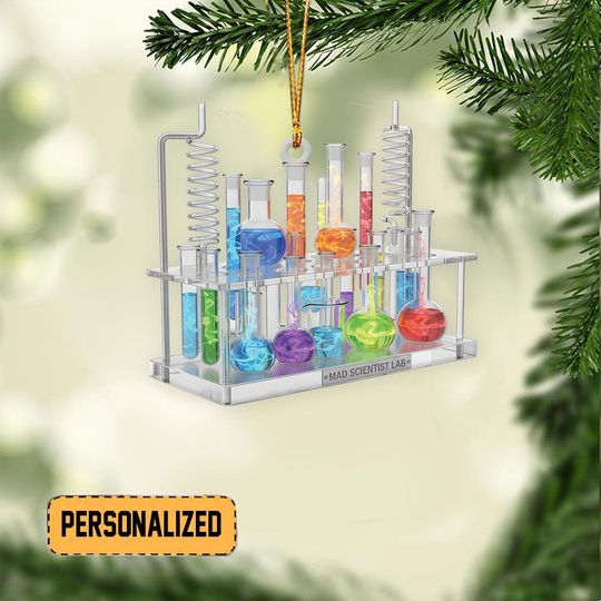 Discover Personalized Science Tube Christmas Ornament, Lab Room Ornament, Scientist Ornament Gift, Laboratory Science Club Ornament Gift