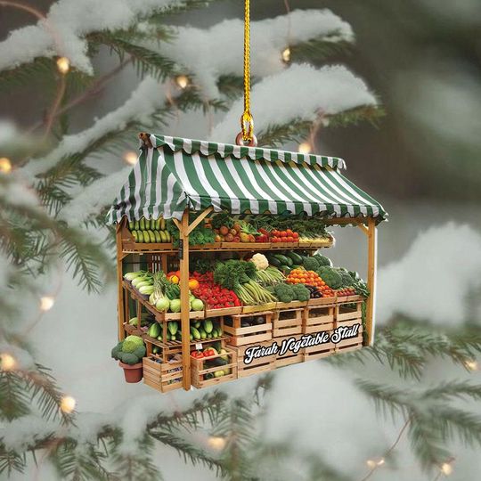 Discover Personalized Vegetable Stall Christmas Ornament, Vegetable Stall Ornament Gift, Vegetable Stall Christmas Hanging Ornament Home Decor