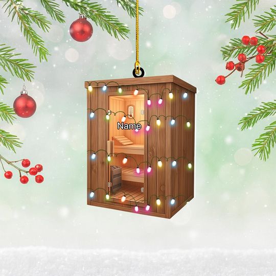 Discover Personalized Sauna Christmas Ornament, Sauna Room Ornament, Sauna Ornament Gift, Sauna Ornament Decor, Sauna 2d Flat Ornament
