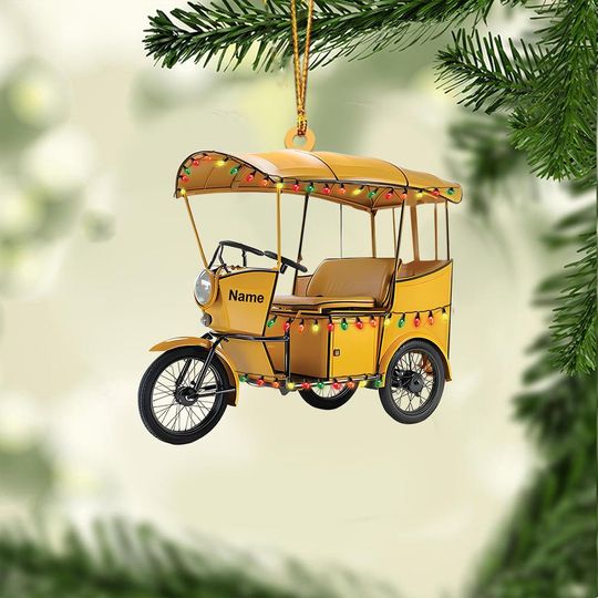 Discover Personalized Electric Rickshaw Christmas Ornament, Rickshaw Ornament, Rickshaw Lovers Ornament Gift, Rickshaw Ornament Decor