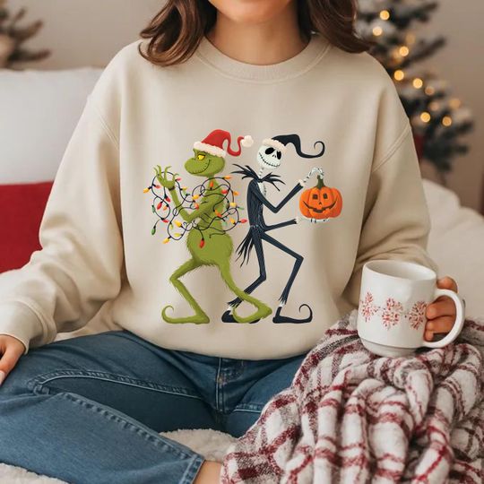 Discover Spooky Christmas Sweater, Jack Skellington funny character Sweatshirt