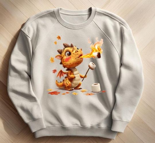 Discover Baby Dragon Sneezing Fire Marshmallow Shirt, Cute Dragon Kids Tee