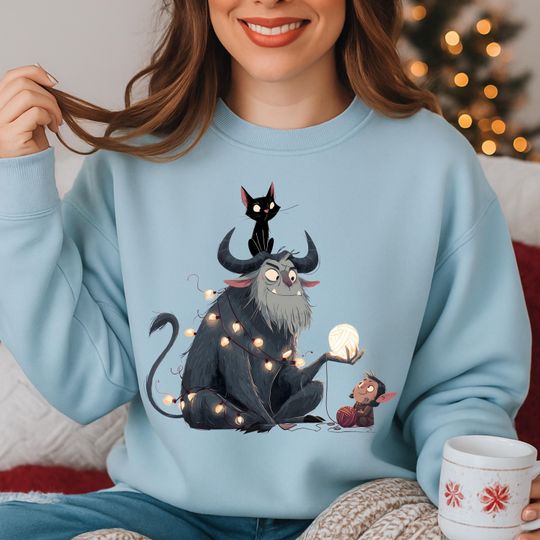 Gothic Krampus Shirt, Funny Black Cat Tee, Dark Humor Holiday Sweatshirt