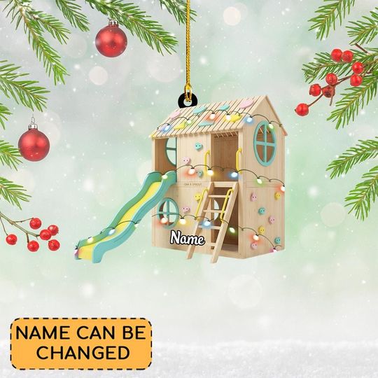 Discover Personalized Kids Playground Christmas Ornament, Kids Park Outdoor Playground Keepsake, Kids' Garden Slides Decor, Child Slides Thdso-3194