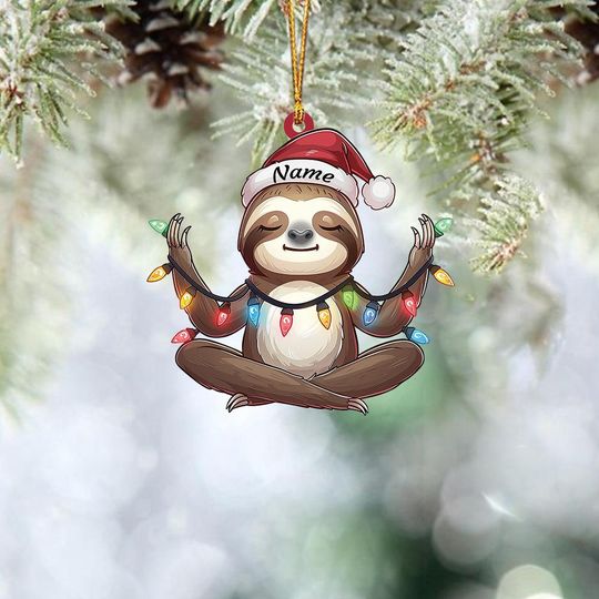 Discover Personalized Sloth Christmas Ornament, Sloth Santa Ornament, Funny Sloth Ornament, Sloth Hanging Ornament, Sloth Lovers Gift TD-0811-4OJL