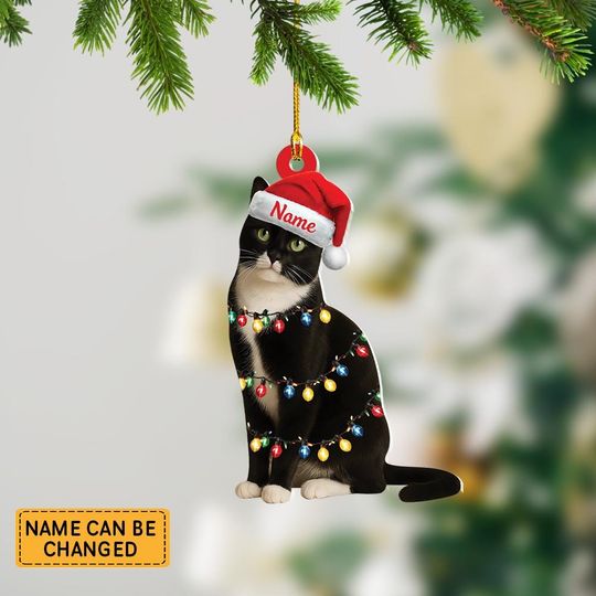 Discover Personalized Tuxedo Cat Christmas Ornament. Cat Holiday Keepsake Decor, Tuxedo Cat Lovers Gift ID-1105-Y9AG
