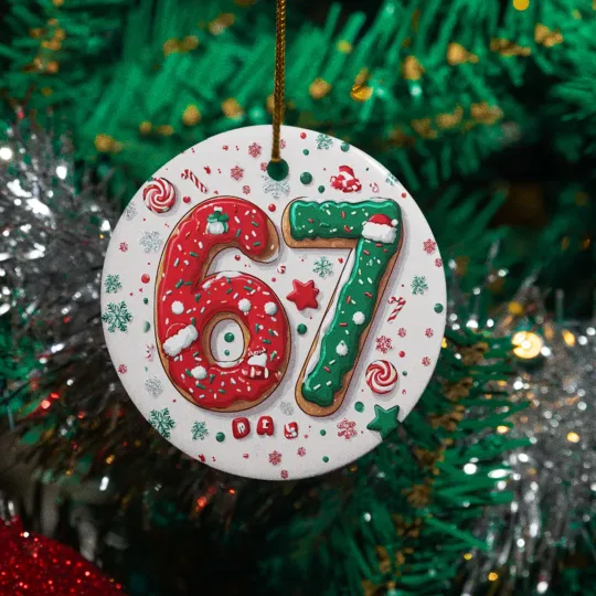 Discover Six Seven Ceramic Christmas Ornament - Cute Xmas Colorful Candy Holiday Keepsake