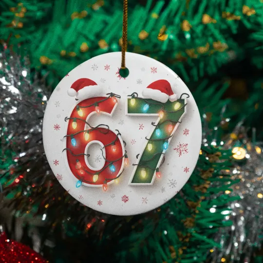 Christmas 6-7 Meme Design Ceramic Ornament - Xmas Snowflakes Decoration Keepsake