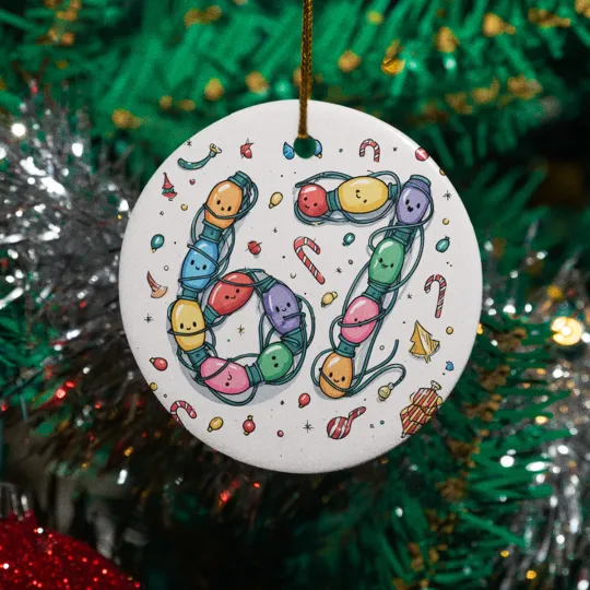 Discover Colorful 6-7 Decoration Ceramic Christmas Ornament - Xmas Light Design Keepsake