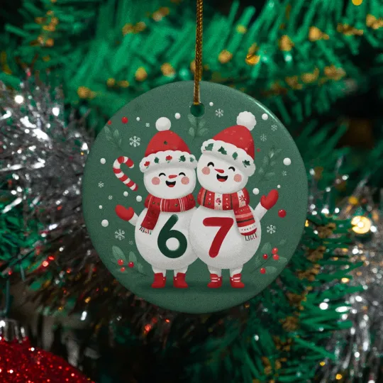 Cute Snowman 6-7 Design Ceramic Christmas Ornament - Sweet Xmas Graphic Keepsake