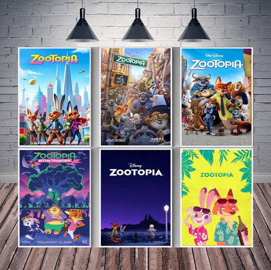 Discover Zootopia Movie Poster Canvas Wall Art Family Bedroom Decor Frame Option Available