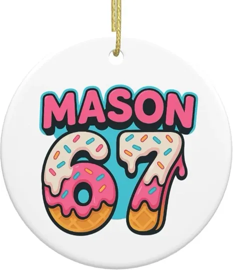 Discover Six Seven Ice Cream Drip Sport 67 Mason Ceramic Christmas Ornament Gift Keepsake