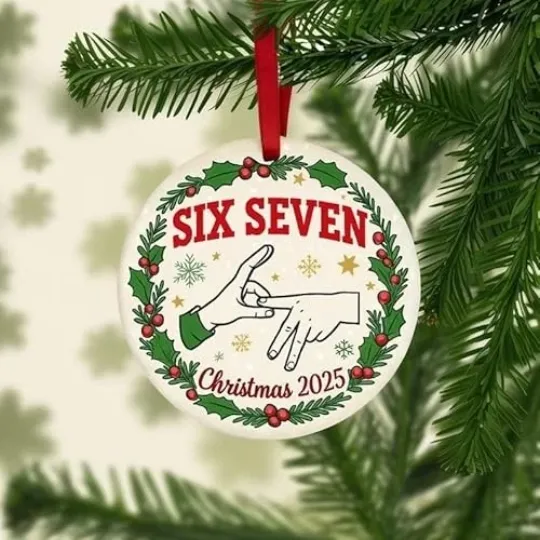 Discover Six Seven 67 Ceramic Christmas Ornament Holiday Wreath Keepsake Funny Xmas Gift