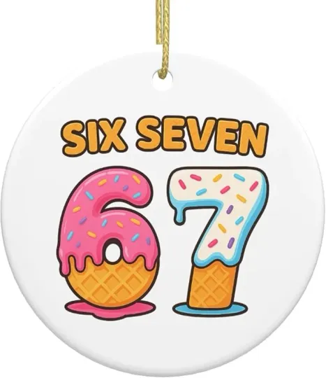 Discover Six Seven Ceramic Christmas Ornament Ice Cream Drip 67 Mason Meme Xmas Gift